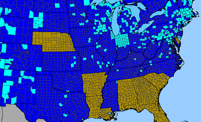 The range of Syringa vulgaris