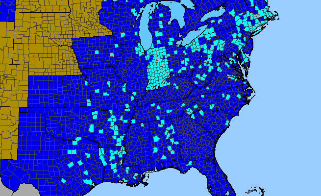 The range of Ajuga reptans