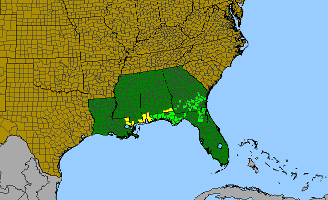 The range of Coreopsis nudata