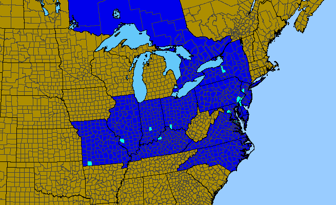 The range of Eranthis hyemalis
