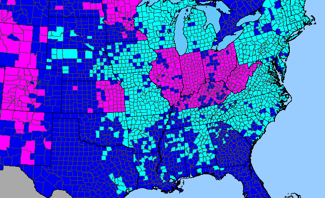 The range of Leucanthemum vulgare