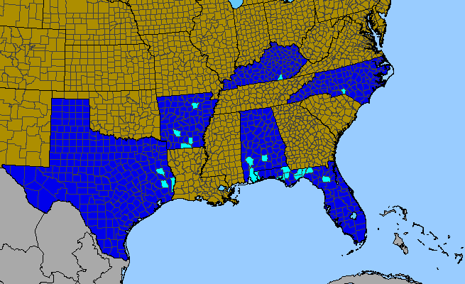 The range of Lilium philippinense