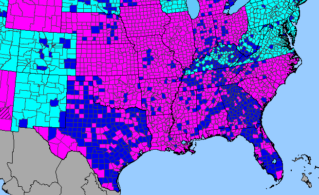 The range of Rumex crispus
