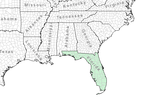 The range of Silphium simpsonii