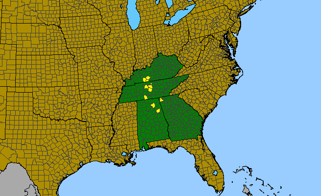 The range of Symphyotrichum priceae