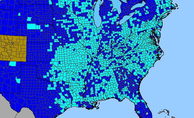 The range of Trifolium campestre
