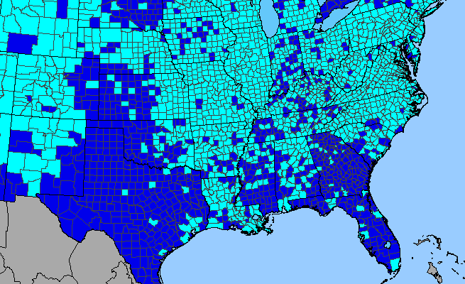 The range of Trifolium pratense