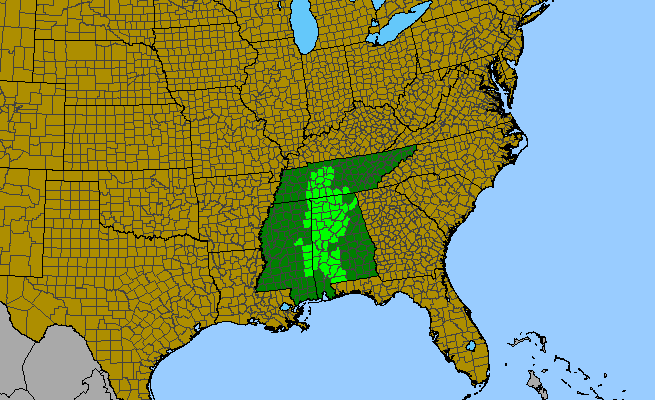 The range of Trillium stamineum